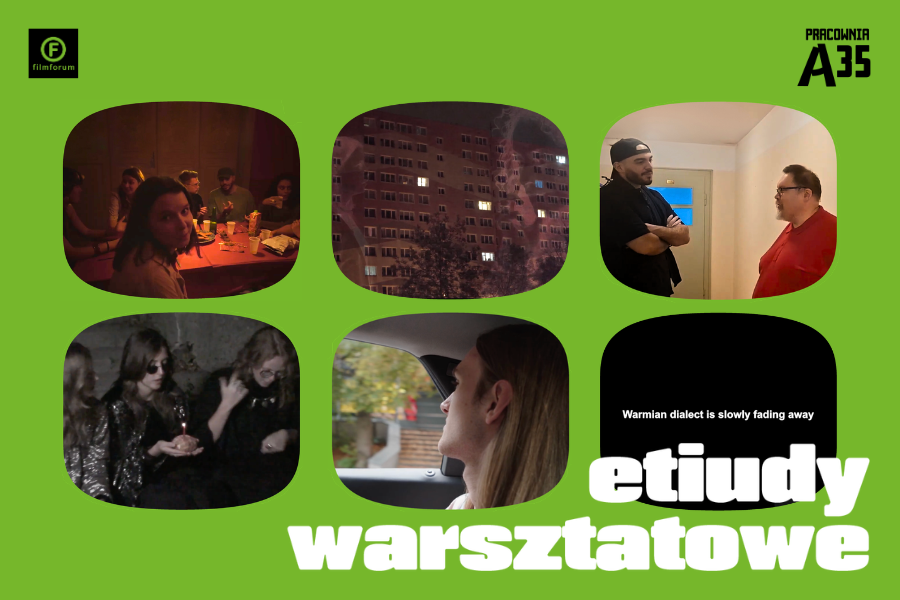 Kadry z sześciu etiud warsztatowych powstałych w ramach projektu Pracownia A35.